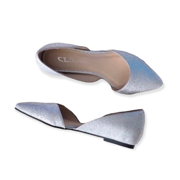 NEW CL Laundry Platinum Heart Pointed Toe Shoes, Silver Size 6M New w/o Box - Picture 2 of 9